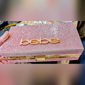 BEBE PINK CRYSTAL CLUTCH